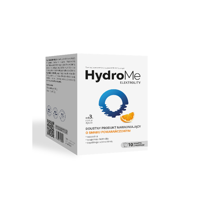 HydroMe Elektrolity doustny produkt nawadniający o smaku pomarańczowym, 10 saszetek main product photo