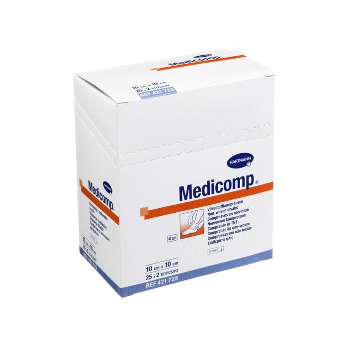 Kompres włóknisty jałowy Medicomp, 4 warstwowe, 10 cm x 10 cm, 50 szt. main product photo