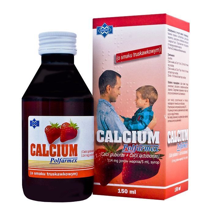 Calcium Polfarmex, syrop, o smaku truskawkowym, 150 ml main product photo