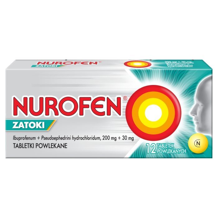 Nurofen Zatoki, 200 mg + 30 mg, tabletki powlekane,12 szt. main product photo