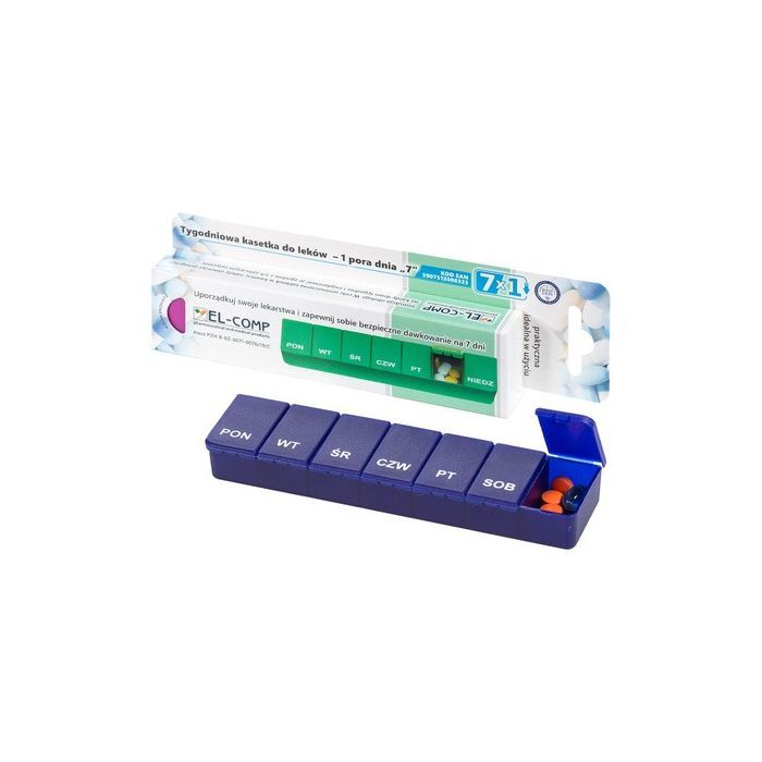 Kasetka tygodniowa, dozownik do leków "7" - jedna pora dnia,1 szt. main product photo