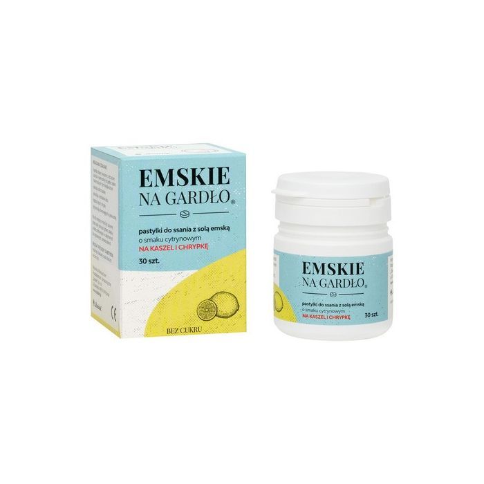Emskie na gardło, pastylki do ssania z solą emską, smak cytrynowy, 30 szt. main product photo