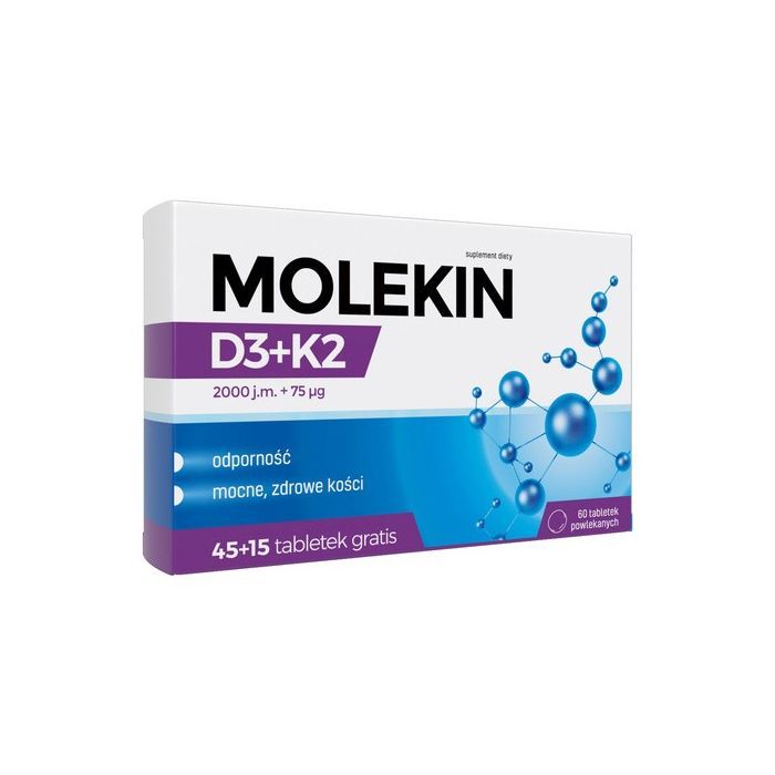Molekin D3 + K2, tabletki powlekane, 60 szt. (45 + 15 szt.) main product photo