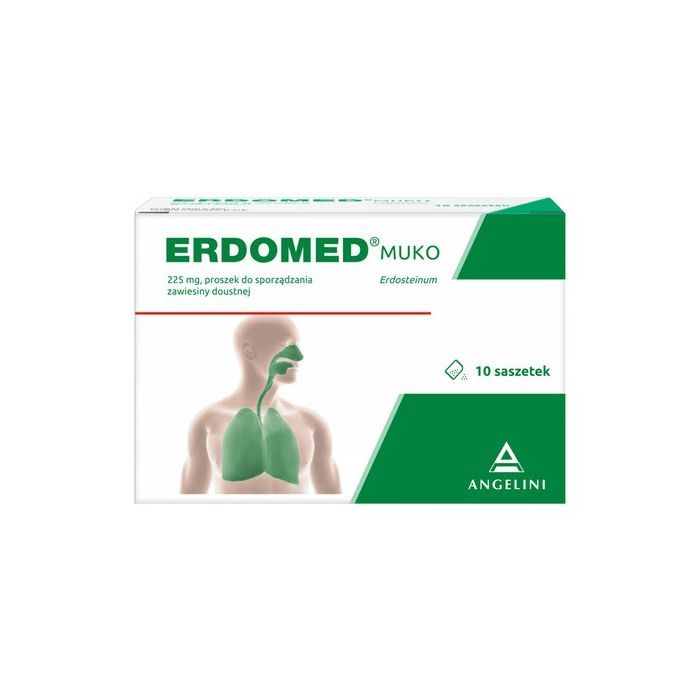 Erdomed Muko, 225 mg, proszek do sporządzania zawiesiny doustnej, 10 saszetek main product photo