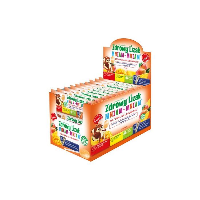 Zdrowy Lizak MniamMniam, na ząbki kości i odporność z witaminą C i D, smak mango, lizaki, 40 szt. main product photo