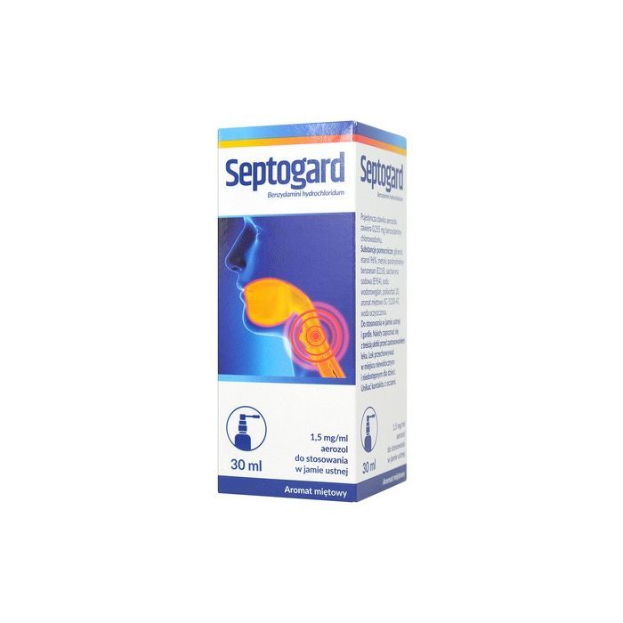 Septogard, 1,5 mg/ml, aerozol do stosowania w jamie ustnej, 30 ml main product photo