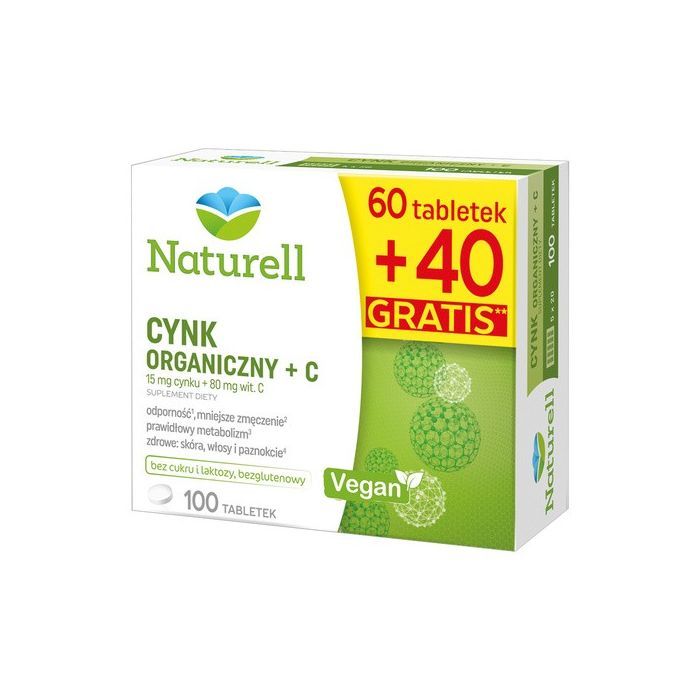 Naturell Cynk Organiczny + C, tabletki, 100 szt. main product photo