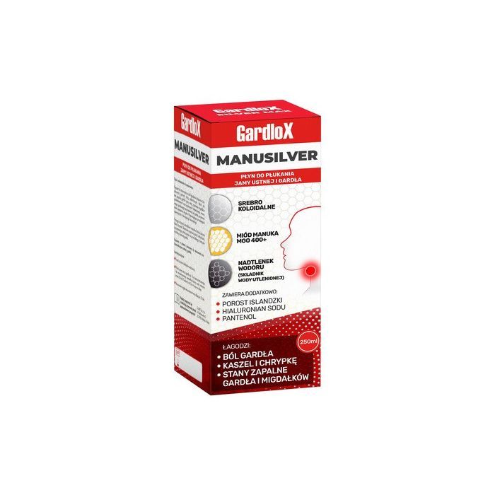 Gardlox Manusilver, płyn do płukania jamy ustnej i gardła, 250 ml main product photo