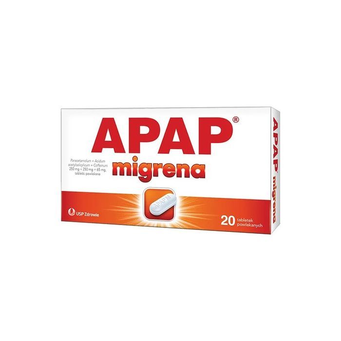Apap migrena, 250 mg + 250 mg + 65 mg, tabletki powlekane, 10 szt. main product photo