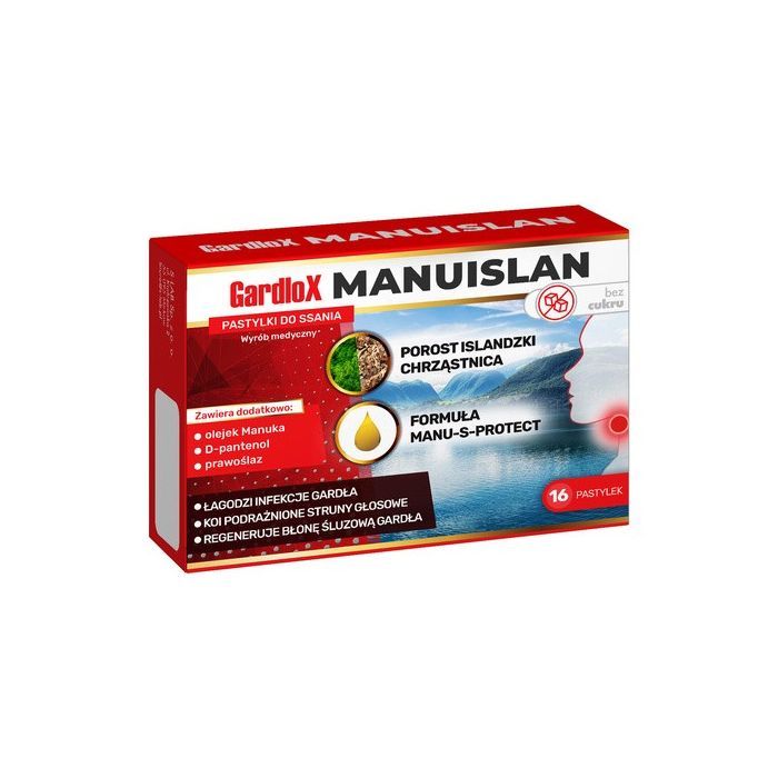 Gardlox Manuislan, pastylki do ssania, bez cukru, 16 szt. main product photo