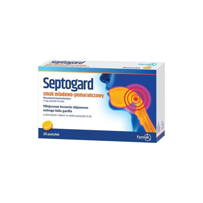 Septogard smak miodowo-pomarańczowy, 3mg,pastylki twarde, 20szt. main product photo