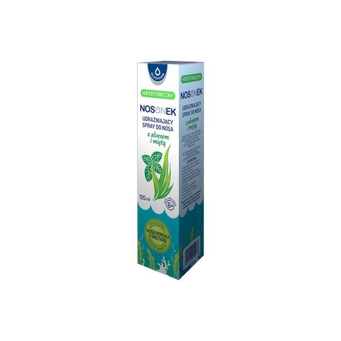 Nosonek, hipertoniczny roztwór wody morskiej do nosa z aloesem i miętą, spray, 120 ml main product photo