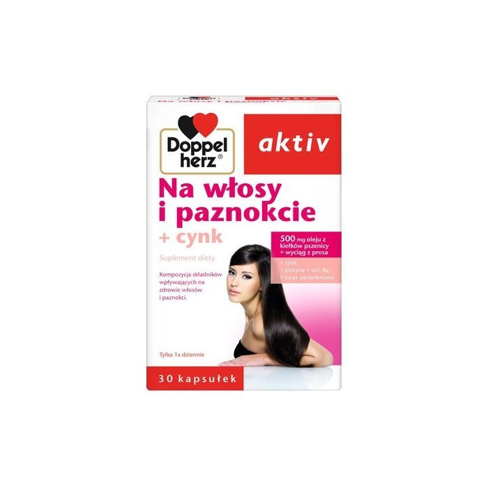 Doppelherz aktiv Na włosy i paznokcie + cynk, kapsułki, 30 szt. main product photo