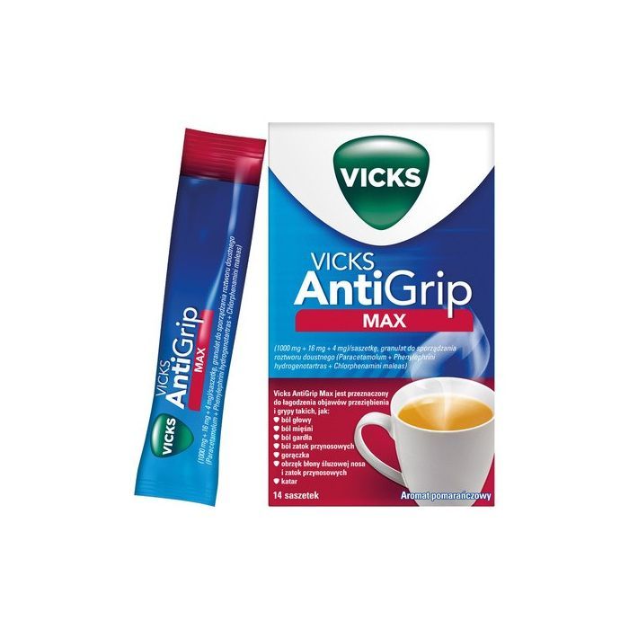 Vicks AntiGrip Max, granulat do sporządzania roztworu doustnego, 14 sasz. main product photo