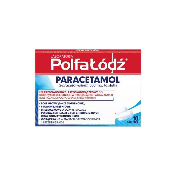 Paracetamol Polfa-Łódź, 500 mg, tabletki, 10 szt main product photo