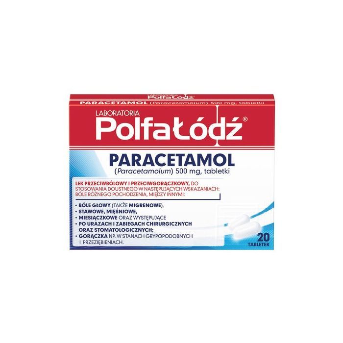 Paracetamol Polfa-Łódź, 500 mg, tabletki, 20 szt main product photo