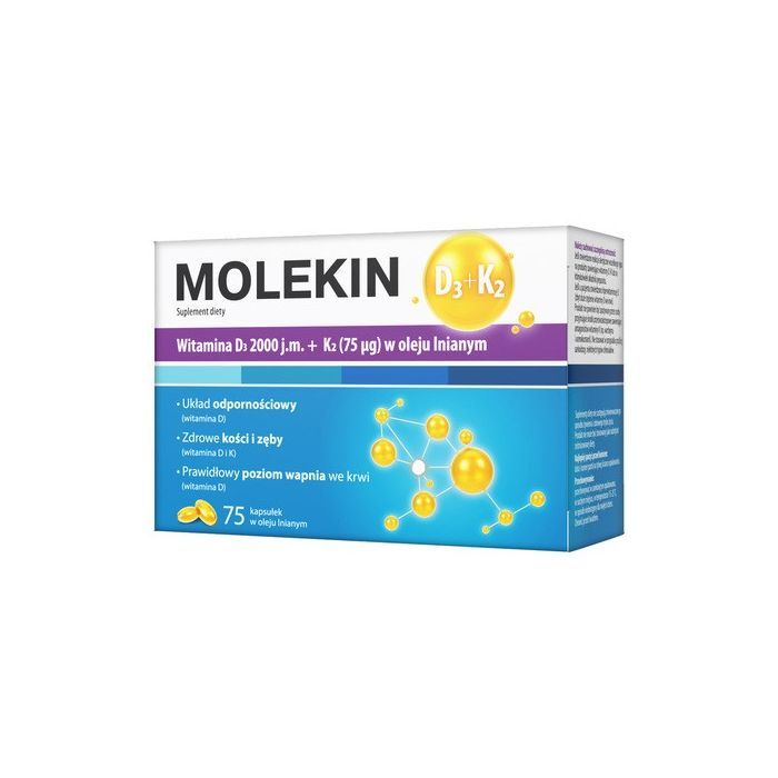 Molekin D3 + K2 w oleju lnianym, kapsułki, 75 szt. main product photo