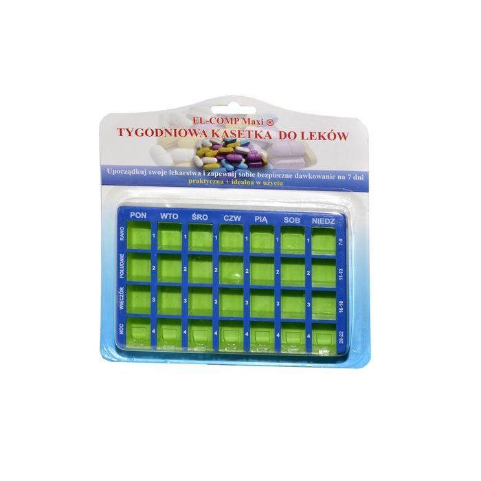 Kasetka do leków, tygodniowa, 4 pory dnia, 1 szt. main product photo