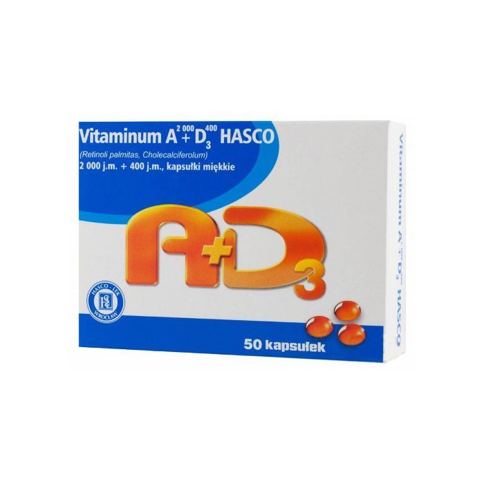 Vitaminum A+D3 Hasco, 2000 j.m. + 400 j.m., kapsułki miękkie, 50 szt. main product photo