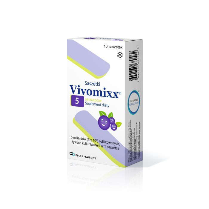 Vivomixx 5 mld, proszek do sporządzenia zawiesiny doustnej, saszetki, 10 szt. smak,borówka main product photo