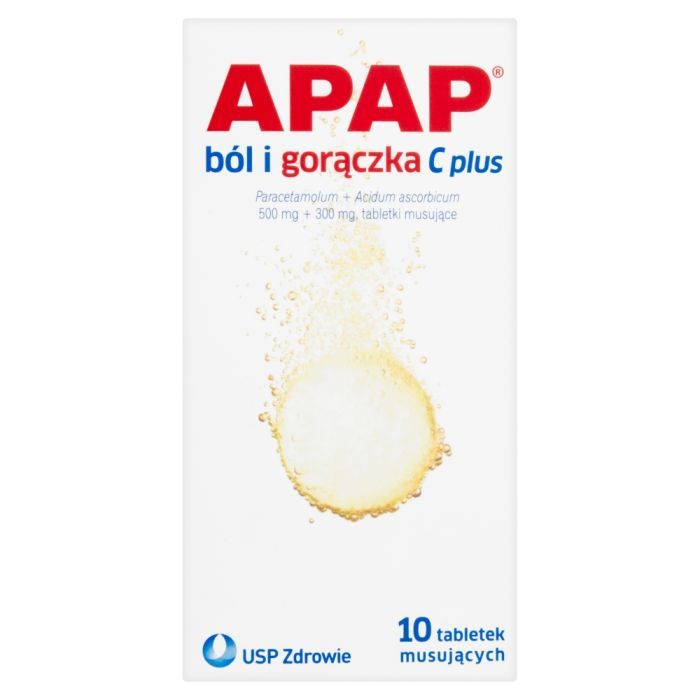 APAP ból i gorączka C plus, 500 mg+300 mg, tabletki musujące, 10 szt. main product photo
