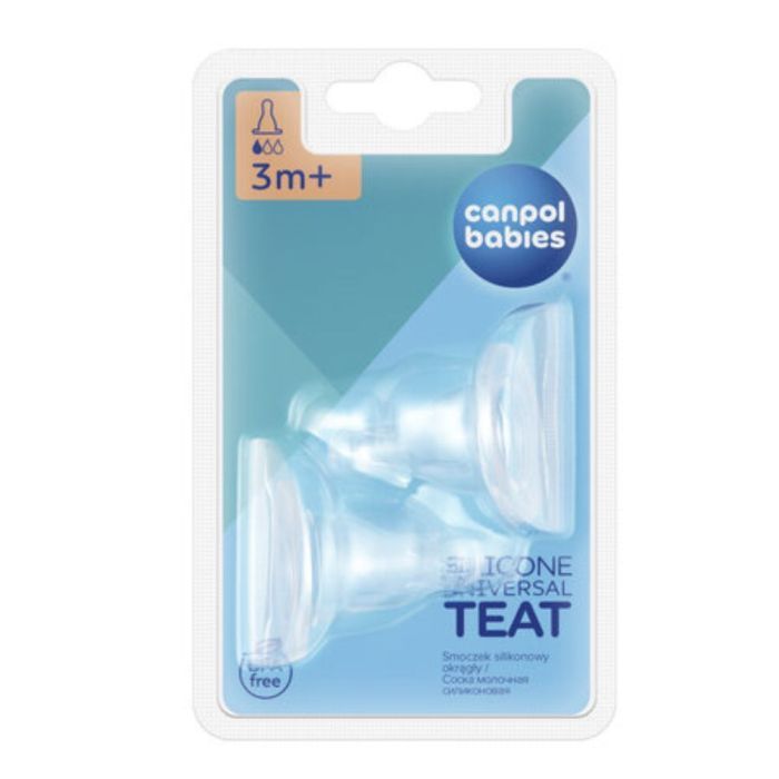 Canpol, silikonowy smoczek na butelkę, okrągły, wolny, 3-6 miesięcy, 2 szt. main product photo