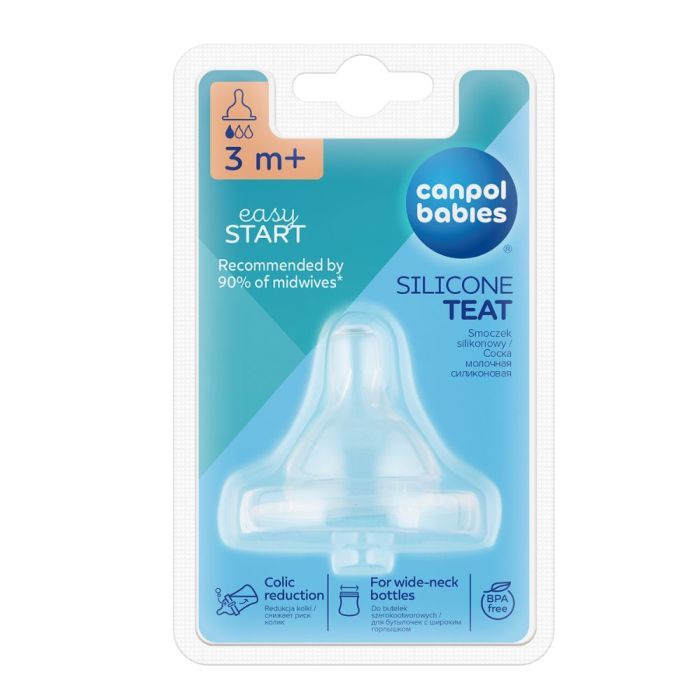 Canpol EasyStart, silikonowy smoczek do butelek szerokich, wolny, 3-6 m, 1 szt. main product photo