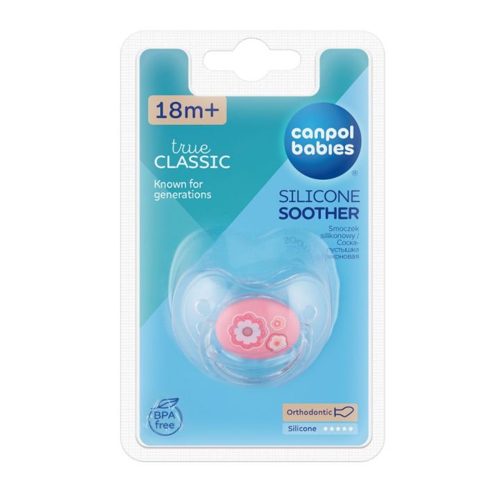 Canpol Newborn Baby, silikonowy, anatomiczny smoczek uspokajający, różowy, 18m+, 1 szt. main product photo