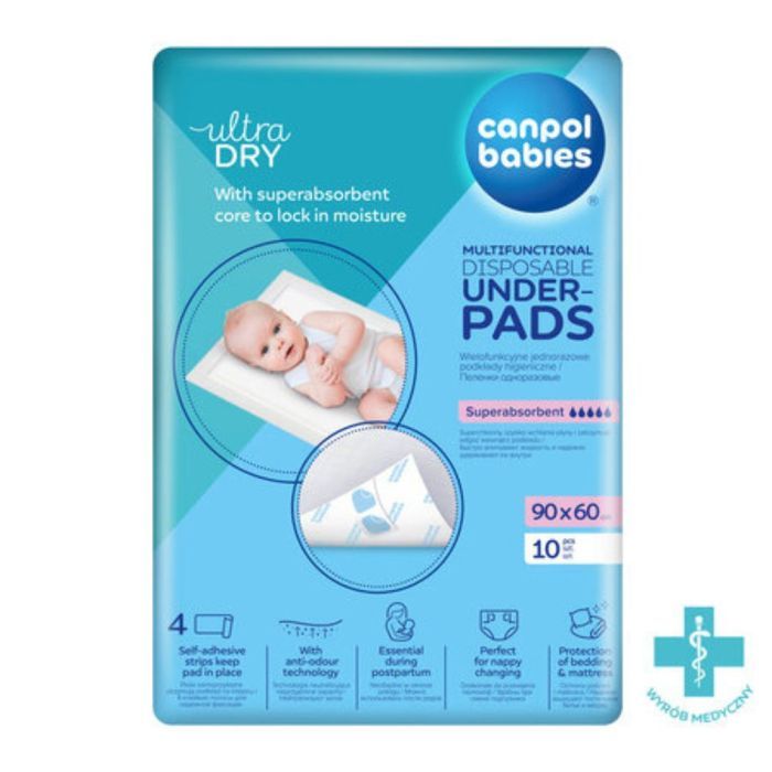Canpol babies wielofunkcyjne podkłady higieniczne 90x60cm z paskiem samoprzylepnym (PRODUKT MEDYCZNY) main product photo