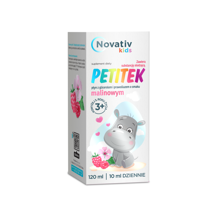 Novativ kids Petitek, płyn o smaku malinowym, 120 ml main product photo