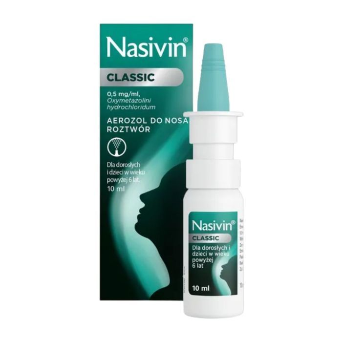 Nasivin Classic (soft 0.05%), (0,5 mg/ml), aerozol do nosa, 10 ml main product photo