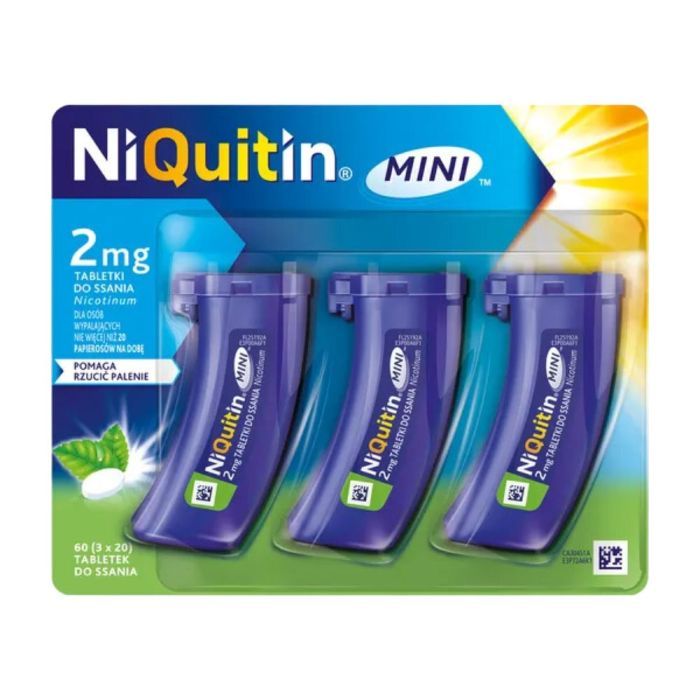 Niquitin Mini, 2 mg, tabl.do ssania, 60 szt (3 poj.x 20 szt) main product photo