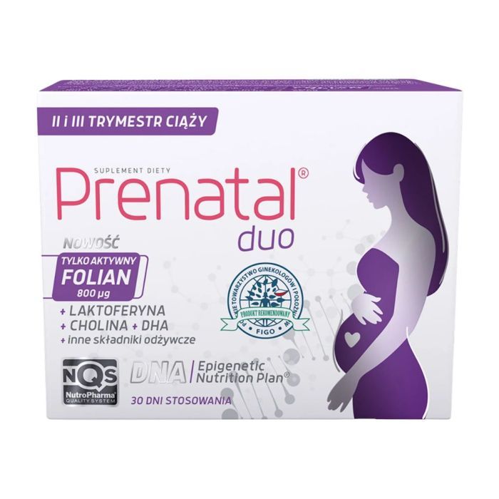 Prenatal Duo, witaminy dla kobiet w ciąży (od 13. tygodnia) i karmiących piersią, kapsułki, 60 szt.+ 30 szt. (DHA, laktoferyna, cholina) main product photo