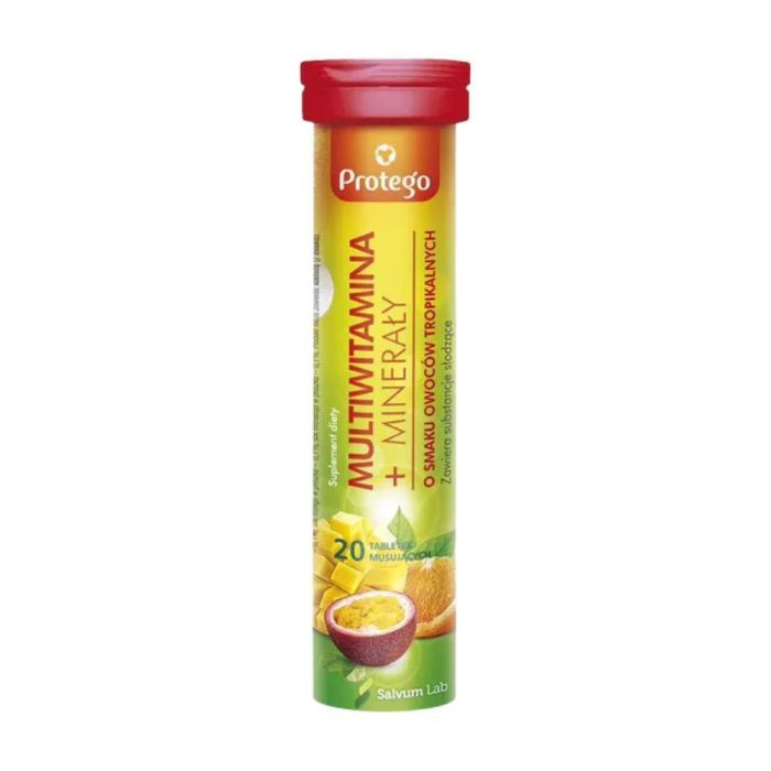Protego Multiwitamina + Mineraly, tabletki musujące o smaku owoców tropikalnych, 20 szt. main product photo