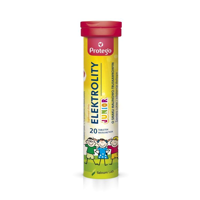 Protego Elektrolity Junior, tabletki musujące o smaku malina-truskawka, 20 szt main product photo
