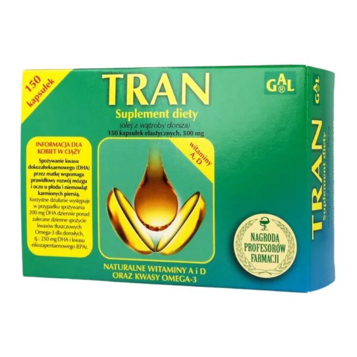 Tran z witaminą A i D, kapsułki, 150 szt. main product photo