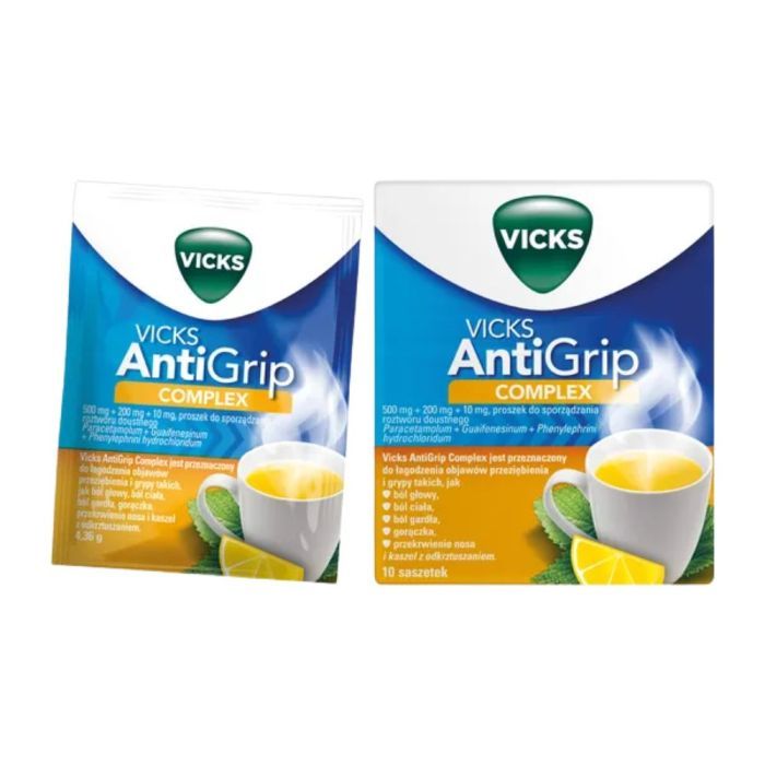 Vicks AntiGrip Complex (SymptoMed Cytryna), proszek do sporządzania roztworu doustnego, 10 saszetek main product photo