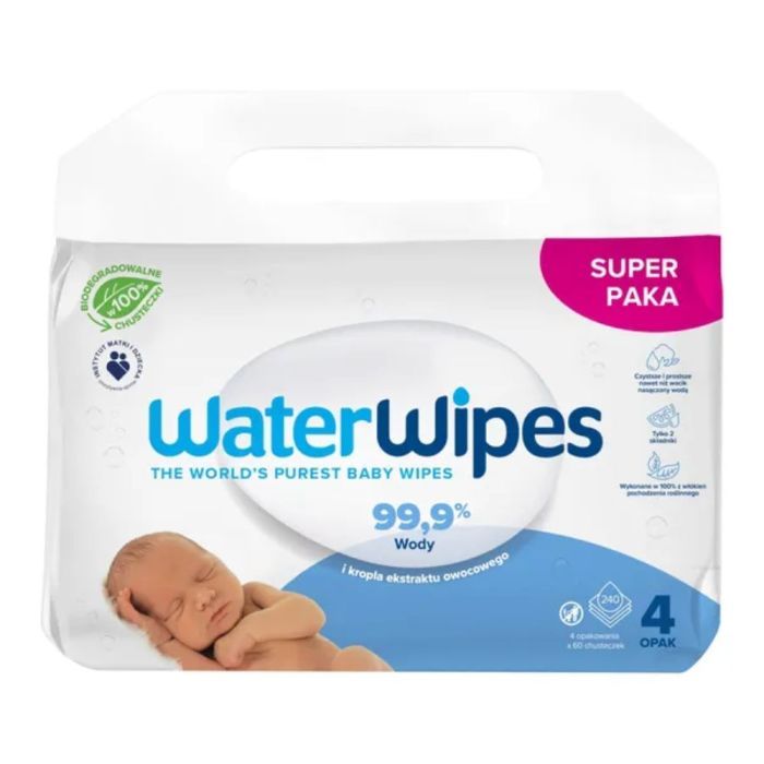WaterWipes,chust.,nasacz.woda i wyc.z orz.mydl.,240szt(4x60) main product photo