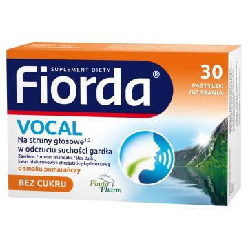 Fiorda Vocal o smaku pomarańczy, pastylki do ssania, 30 szt.