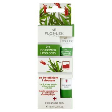 Flos-Lek Pharma, żel do powiek i pod oczy, ze świetlikiem i aloesem, 15 ml