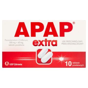 Apap Extra, 500 mg + 65 mg, tabletki powlekane, 10 sztuk