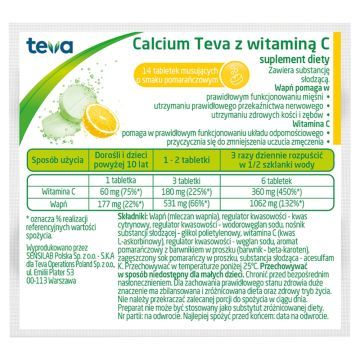 Calcium Teva z witaminą C, tabletki musujące, 14 szt.