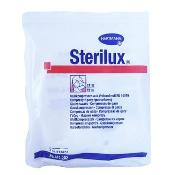 Sterilux, kompresy jałowe 17-nitkowe, 12 warstwowe, 10 cm x 10 cm, 3 szt.