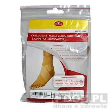 Pani Teresa, Opaska elastyczna stawu skokowego, bezszwowa, kolor: beż, rozmiar: M, 1 szt.