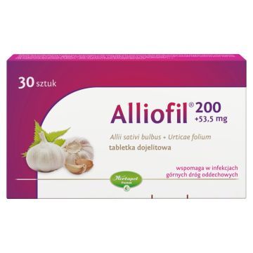 ALLIOFIL, 200 mg + 53,5 mg, tabletki dojelitowe, 30 sztuk