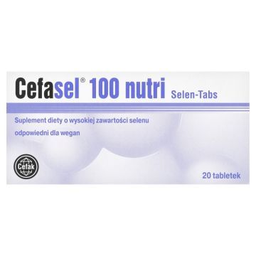 Cefasel nutri 100 Selen-Tabs, Suplement diety o wysokiej zawartości selenu 5,7 g, tabletki, 20 szt.