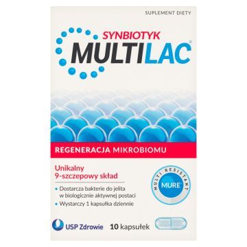 Multilac, kapsułki, synbiotyk (probiotyk +prebiotyk), 10 szt.
