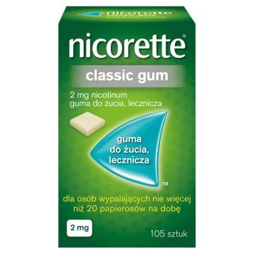 Nicorette Classic Gum, 2 mg, guma do żucia, 105 szt.