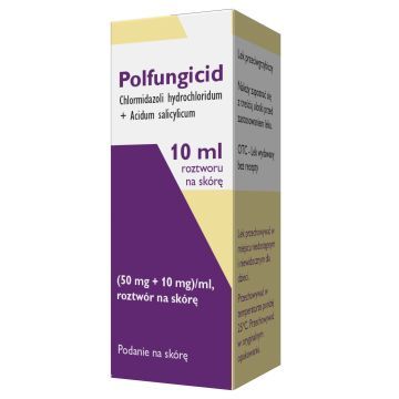 Polfungicid (50 mg + 10 mg)/ml, roztwór na skórę, 10 ml leku