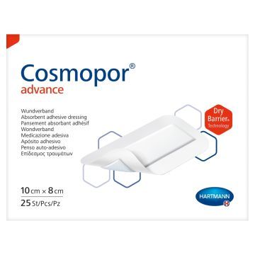 Cosmopor Advance, opatrunki do silnie sączących się ran, 10 cm x 8 cm, 25 szt.